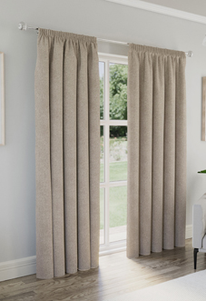 Dallas (Blackout) Pencil Pleat, Natural - Ready Made Curtains